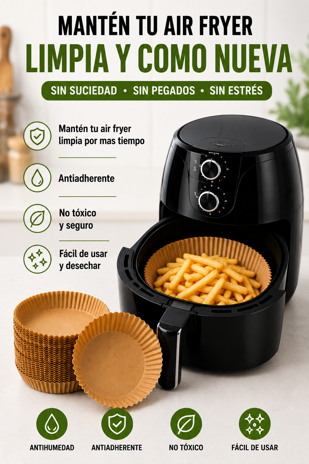 Bandejas Desechables para Air Fryer | Pack 100 unidades