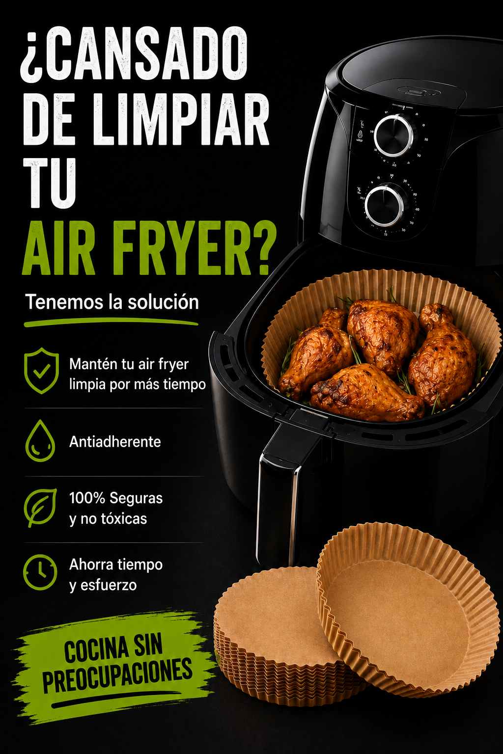 Bandejas Desechables para Air Fryer | Pack 100 unidades